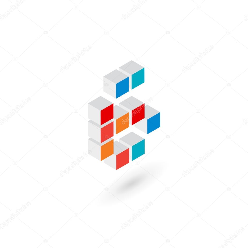 3d cube number 6 logo icon design template elements