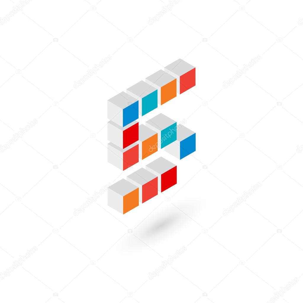 3d cube number 5 logo icon design template elements