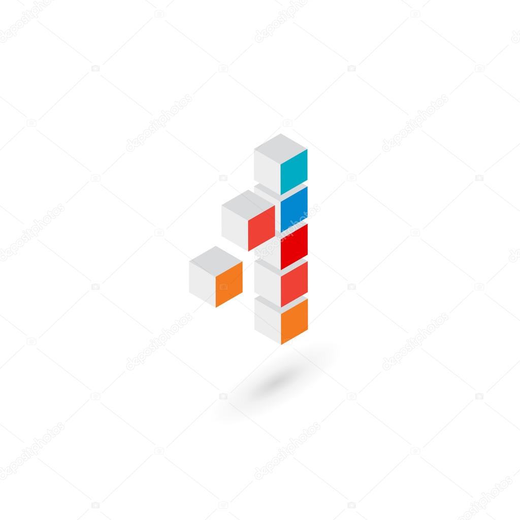 3d cube number 1 logo icon design template elements