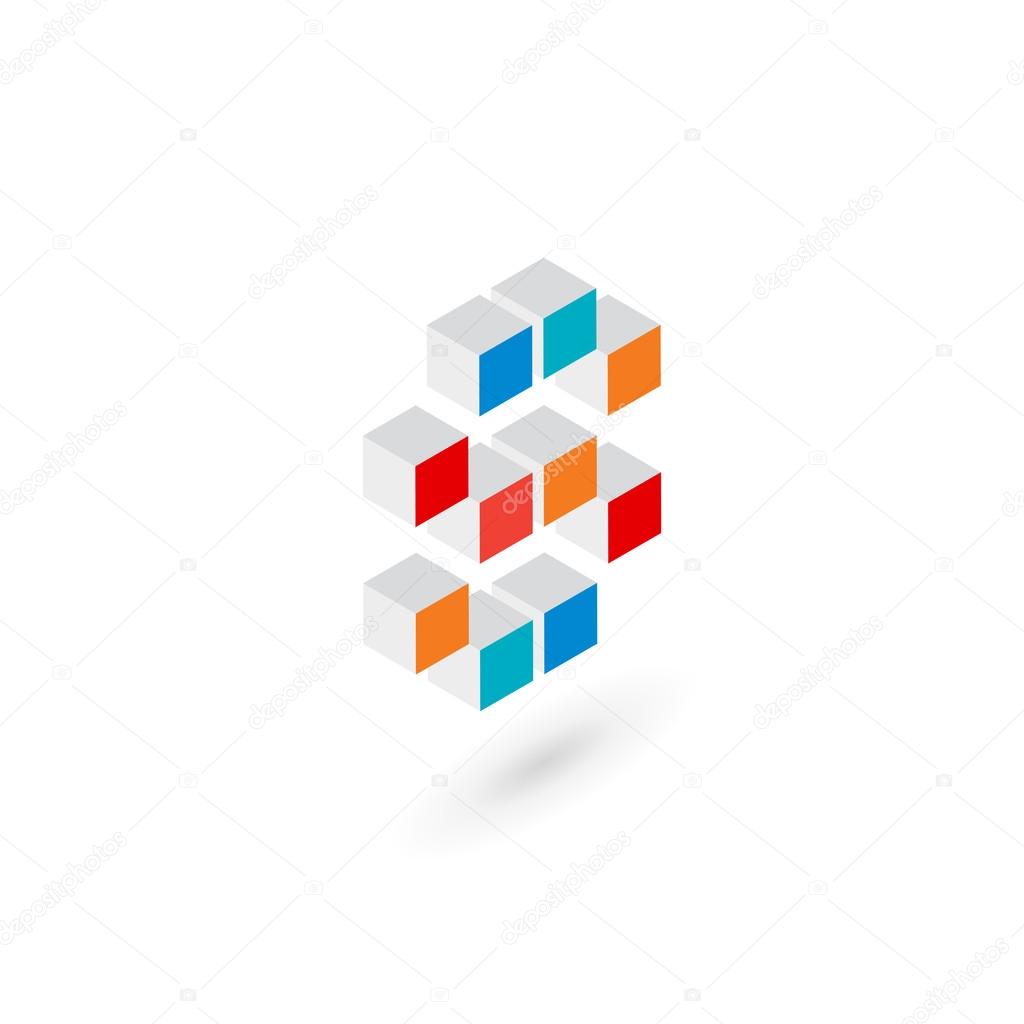 3d cube number 8 logo icon design template elements