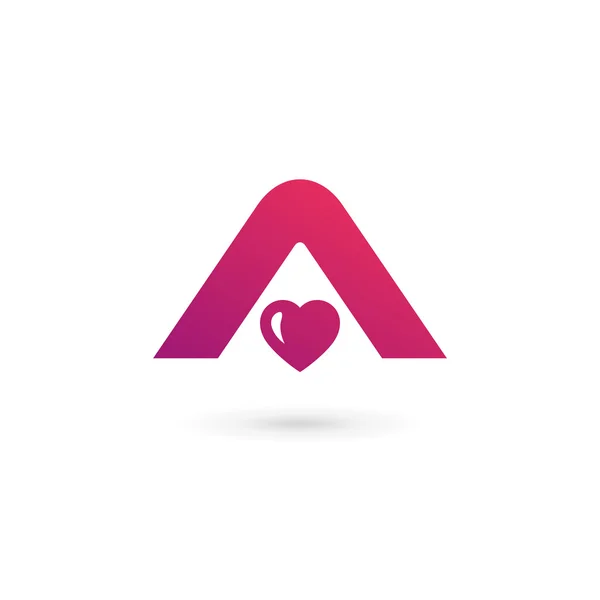 Carta Um coração logotipo ícone design elementos modelo —  Vetores de Stock
