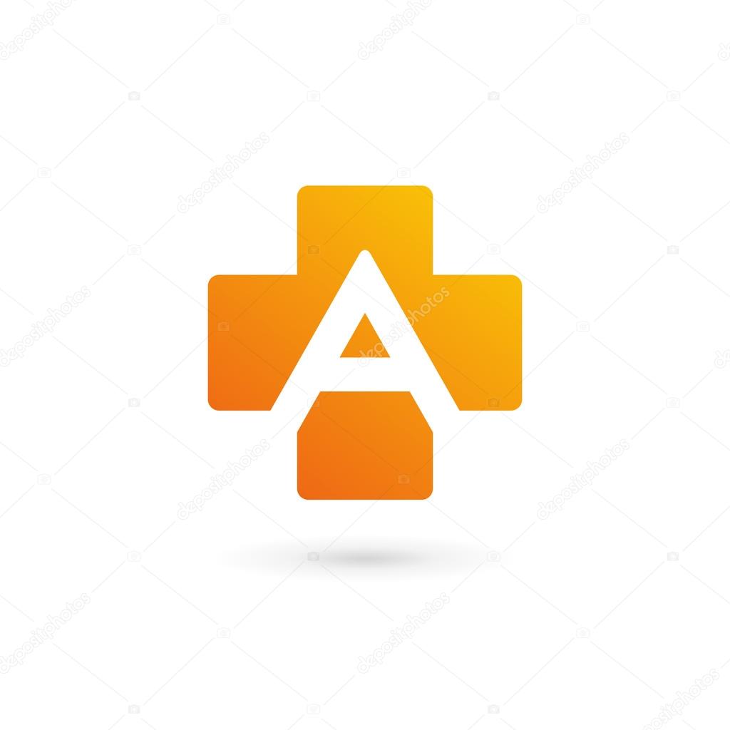 Letter A cross plus logo icon design template element