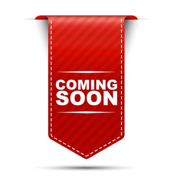Yakında kırmızı vektör banner tasarımı