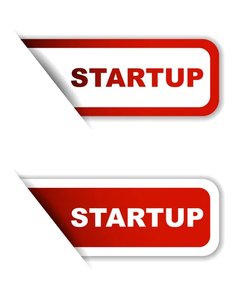 Червоний векторний папір наклейка стартап (дві версії ) — стоковий вектор
