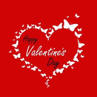 Kırmızı vektör arka plan kelebek ile mutlu Sevgililer günü