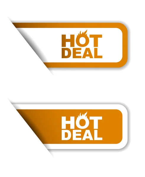 Orange Set Vektor Papier Sticker heißen Deal — Stockvektor