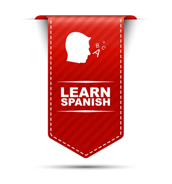 Red vector banner design learn spanish — Stock Vector