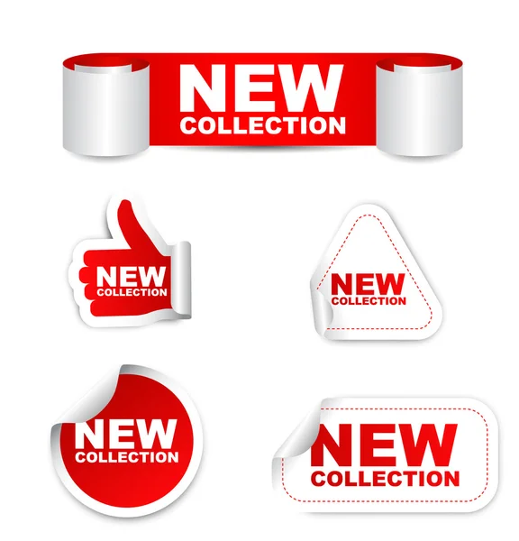 Rode reeks vector papieren stickers nieuwe collectie — Stockvector