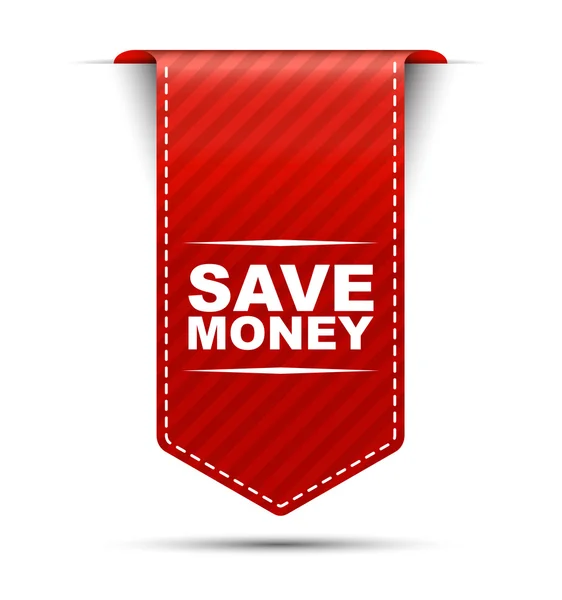 Ahorrar dinero, bandera ahorrar dinero, bandera roja ahorrar dinero, vector rojo — Archivo Imágenes Vectoriales