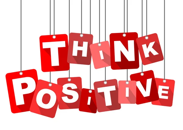 Pensar positivo, vector rojo pensar positivo, vector plano pensar positivo, fondo pensar positivo — Vector de stock