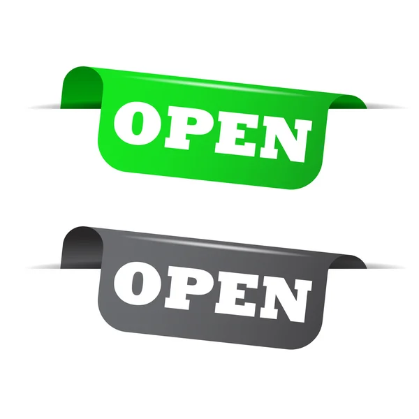 Open, groene banner open, vectorelement open — Stockvector