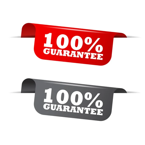 100% guarantee, red banner 100% guarantee, vector element 100% guarantee — Stock Vector