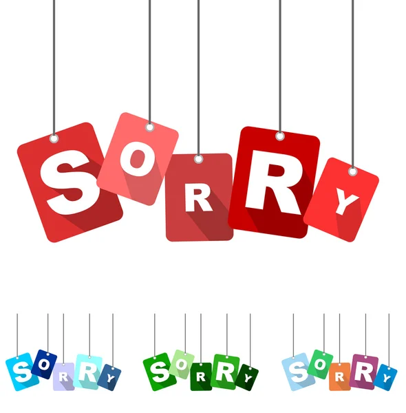 Sorry, red vector sorry, flat sorry, background sorry — Stock Vector