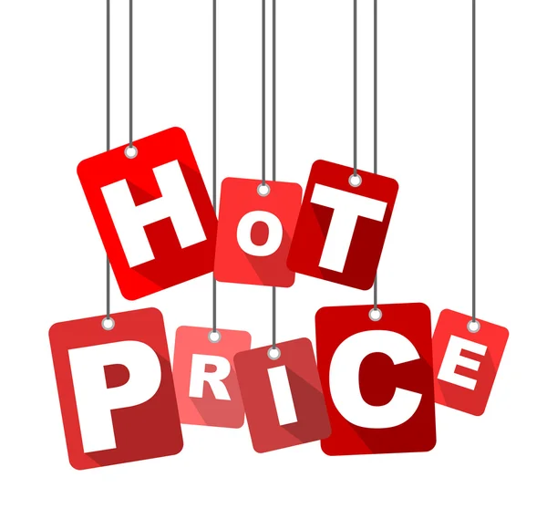 Prix à chaud, prix à chaud vecteur rouge, prix à chaud vecteur plat, prix à chaud fond — Image vectorielle