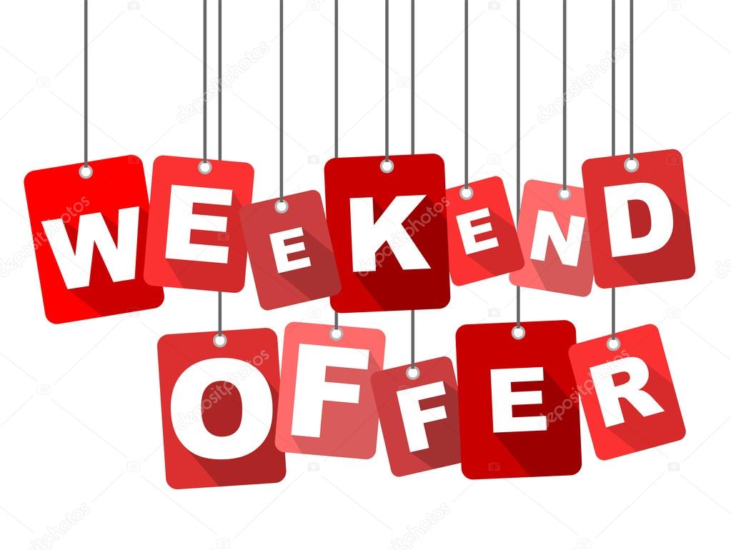 Weekend red vector weekend offer, flat weekend offer, background weekend Stock Vector by ©houbacze 121037874