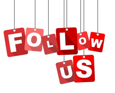 Bizi takip edin, kırmızı vektör bizi takip edin, düz vektör bizi takip edin, arka plan bizi takip edin