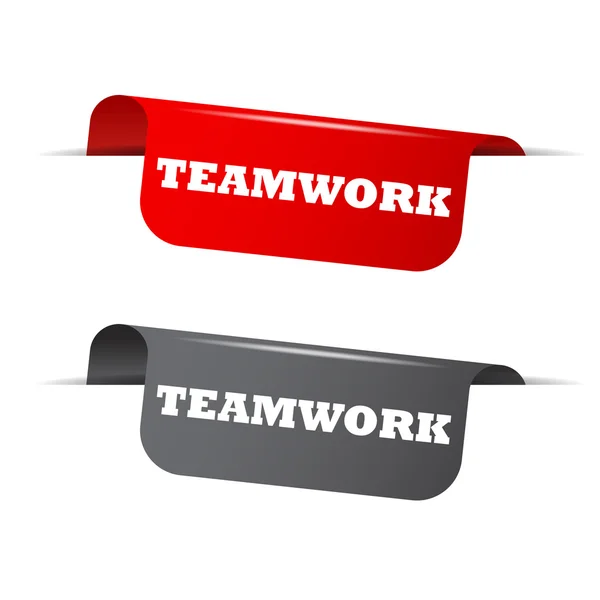 Teamwork, rode banner teamwork, vector element teamwerk — Stockvector