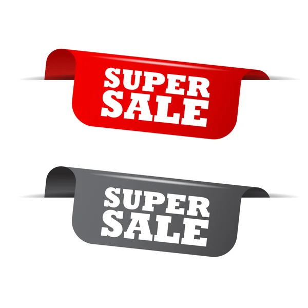 Super sale, красное знамя super sale, векторный элемент super sale — стоковый вектор