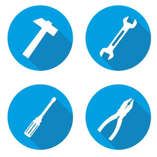 Set blue tools icons — Stock Vector