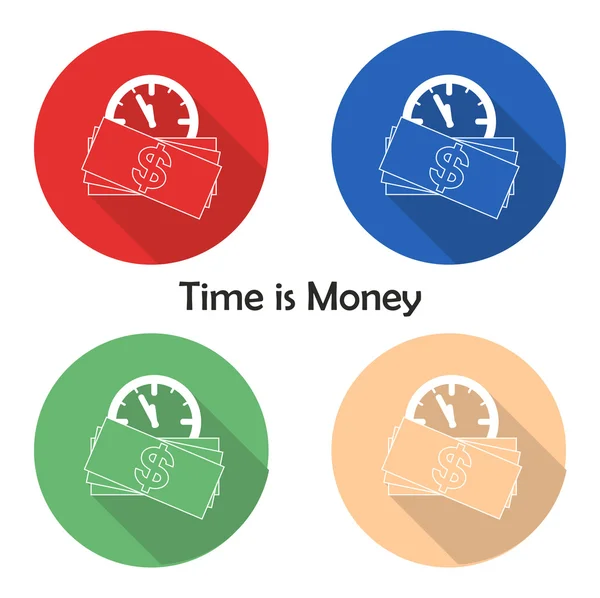 Establecer el tiempo es iconos de dinero — Vector de stock