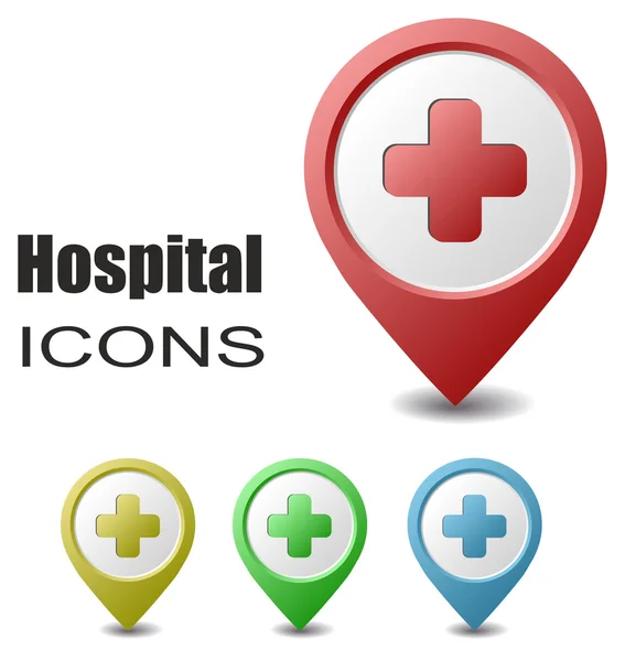 Set hospital mapa punteros — Vector de stock