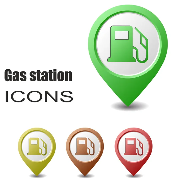 Set gas station map pointers — Stock Vector