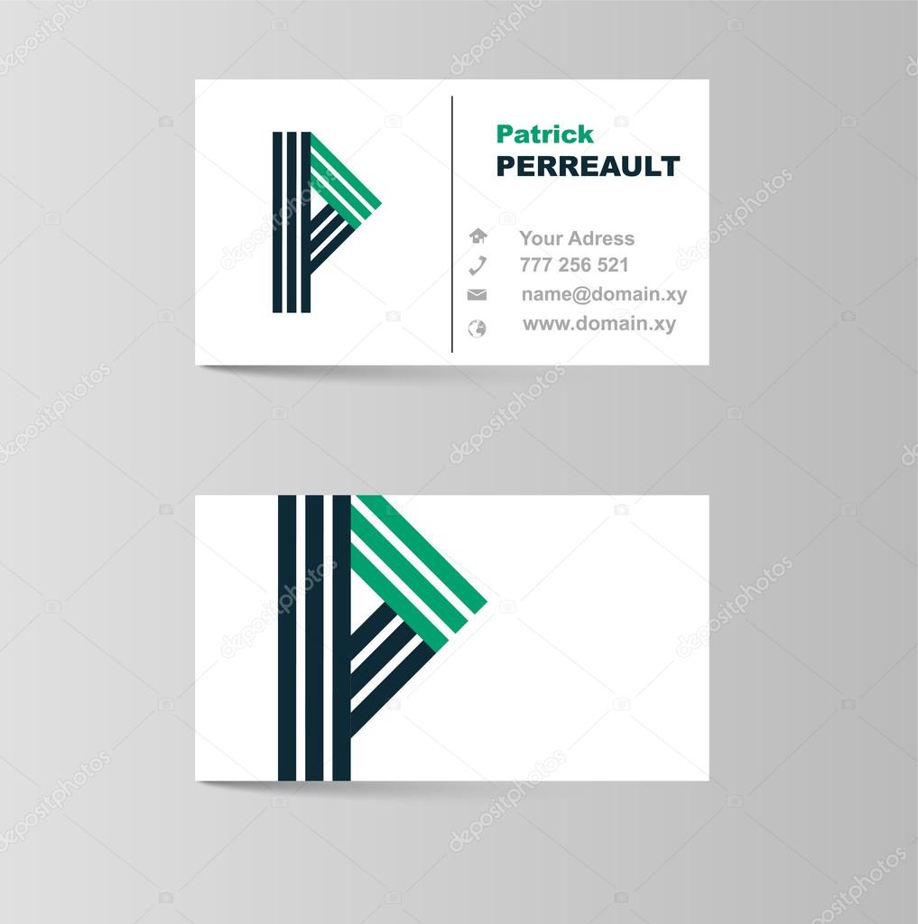 business card for letter p