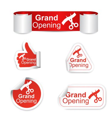 set of stickers - grand opening clipart