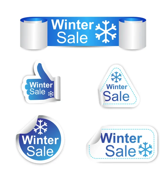 Set of stickers - winter sale — Stock Vector