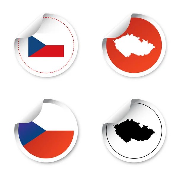 Ange fyra klistermärken och etiketter med motiv staten Tjeckien — Stock vektor