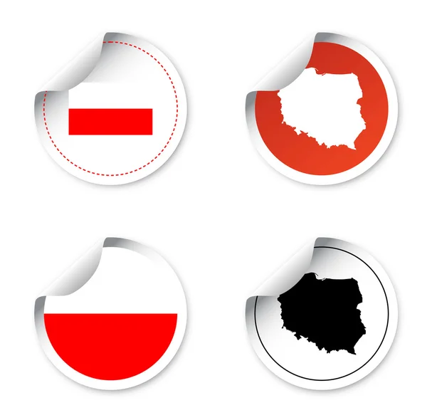 Set pegatinas y etiquetas con motivos estado poland — Archivo Imágenes Vectoriales