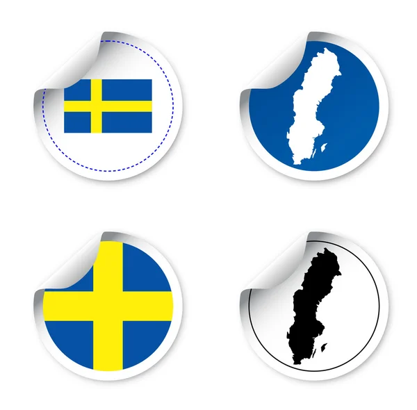 Set stickers and labels with motives state sweden — Stock Vector