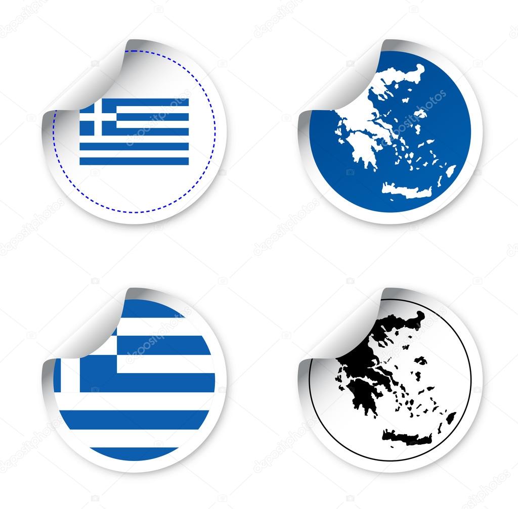 set stickers and labels with motives state greece