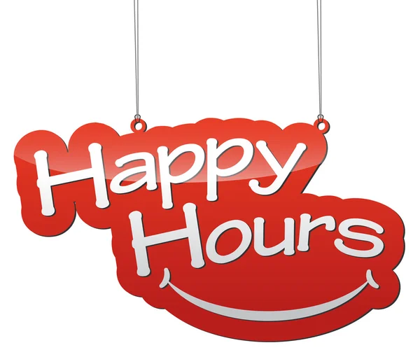 Red vector illustration - background tag happy hours — Stock Vector