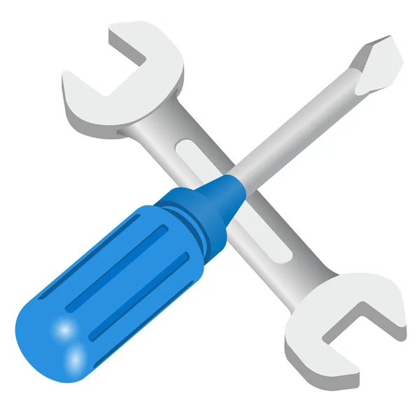 Vector reparatie pictogram tools - sleutel en schroevendraaier — Stockvector