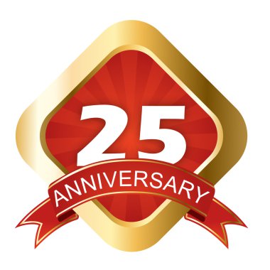 Kırmızı ve altın işareti yirmi beş yıl dönümü