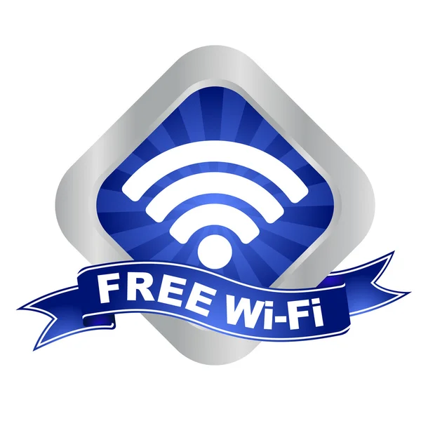 Blau - silbernes Vektor-Zeichen gratis Wifi — Stockvektor