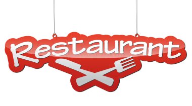 Kırmızı vektör arka plan Restoran simgesi çatal ve bıçak