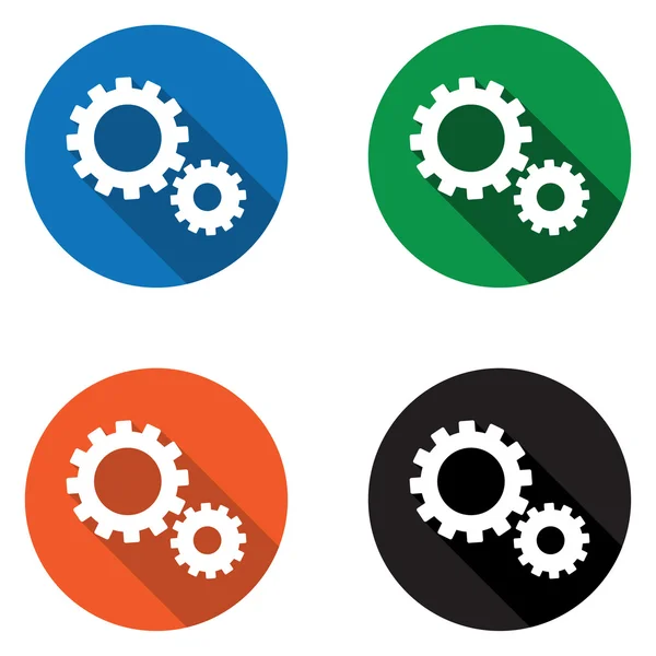 Set vecteur coloré plat icônes engrenage — Image vectorielle