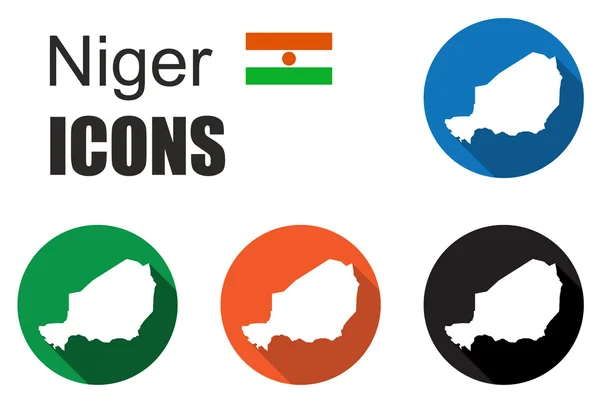 Set bunte Karte flache Symbole state niger — Stockvektor