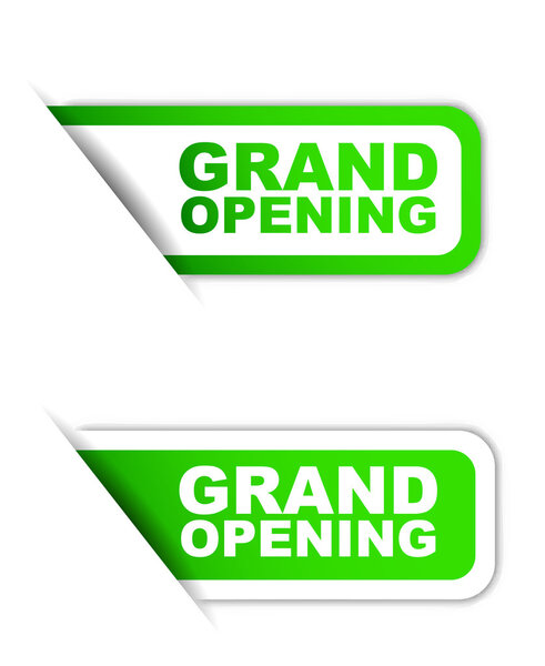 green vector paper element sticker grand opening in two variant