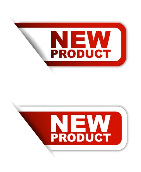 Roter Vektor Papierelement Aufkleber neues Produkt in zwei Varianten — Stockvektor