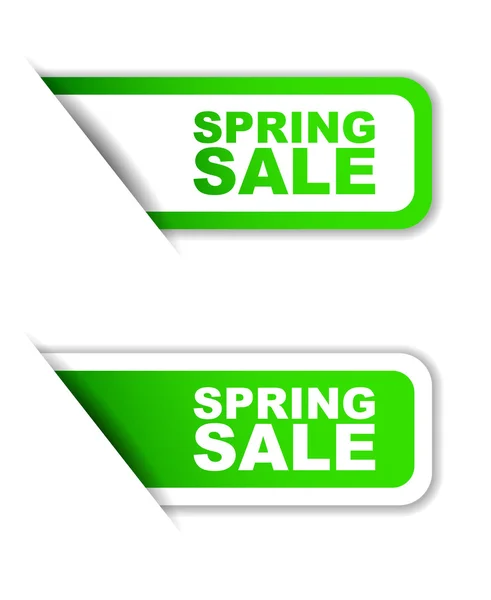 Green vector paper sticker spring sale ( two variant) — Stock Vector