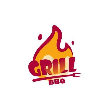 Izgara bbq logo tasarım şablonu çizimi