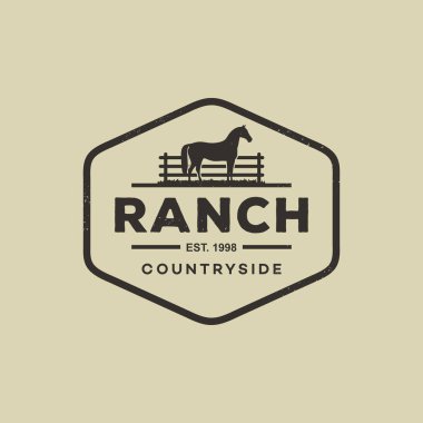 Horse silhouette for vintage retro rustic countryside western country farm ranch logo design