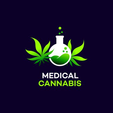 Bir tıbbi marihuana bitkisi konsept sembolü üzerinde bir çubuğun etrafına sarılmış yapraklar olan kenevir bitkisi