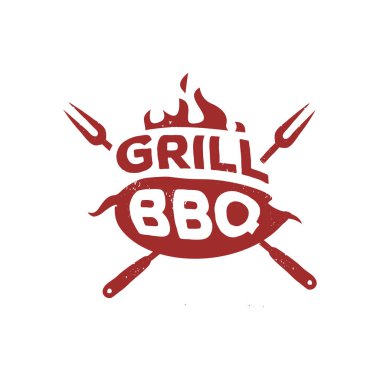 logo lettering grill barbecue template illustration