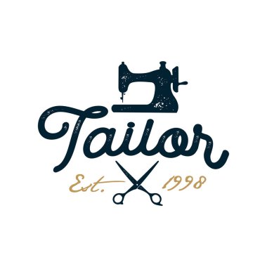 Klasik logo terzisi dikiş şablonu çizimi