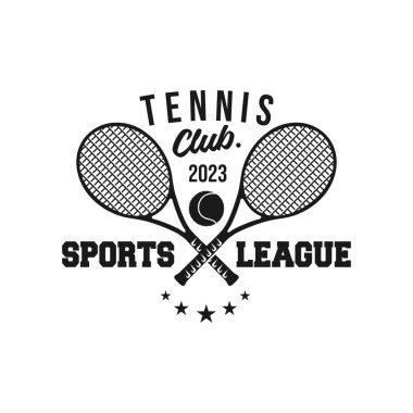 Vintage logo tenis vektör şablonu çizimi