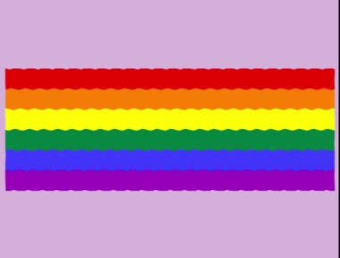 Pembe arka planda LGBT bayrağı olan soyut bir animasyon fırçayla yapılan bir ödeme gibi görünüyor. Pembe bir duvar kağıdında gökkuşağı sallanıyor.
